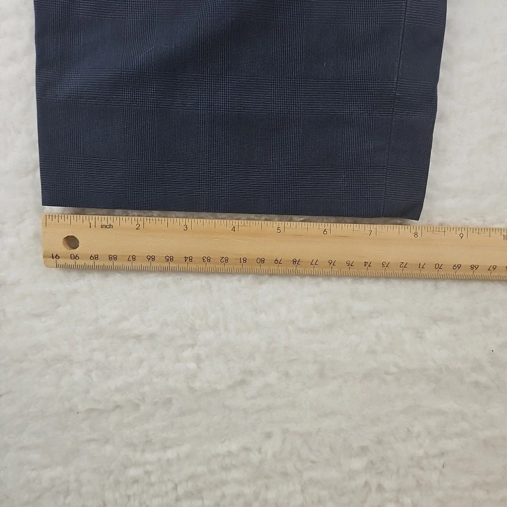 Banana Republic Non-Iron Slim Fit Pants Navy Cotton Trousers 33x32 Check Wrinkle
